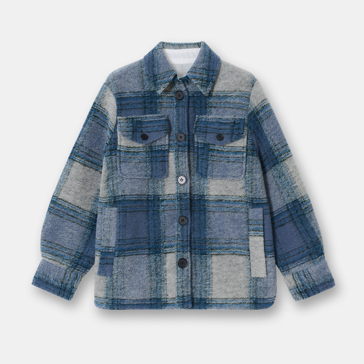 Plaid Perfection: Kurzmantel aus Wolle mit Karomuster und Hemdkragen bietet lockeren Tragekomfort für Damen und Herren.