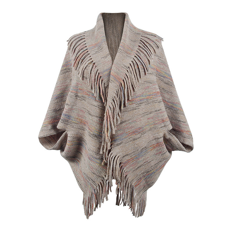 Drizzling Colorful Striped Tassel Women's Shawl