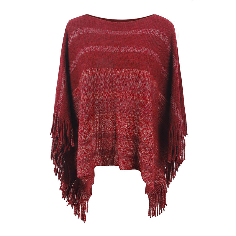 Europe And America Cross Border Off-neck Tassel Shawl For Women