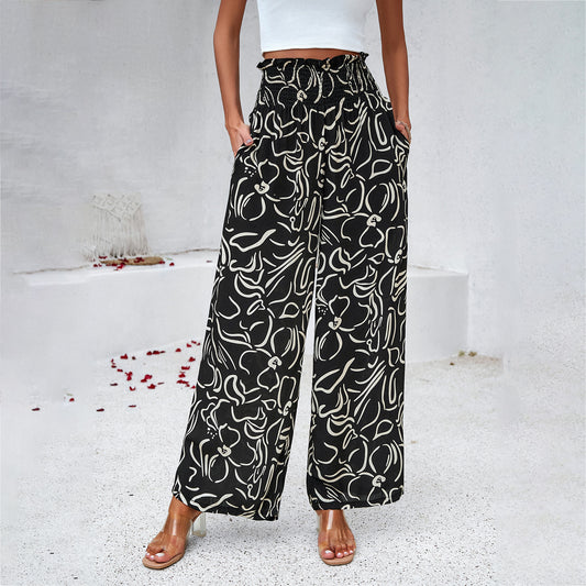 Elegante, weite Hose mit Print für Damen