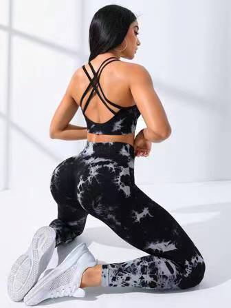 Europäische und amerikanische nahtlose Batik-Yoga-Kleidung, Sport-BH, Hosenanzug