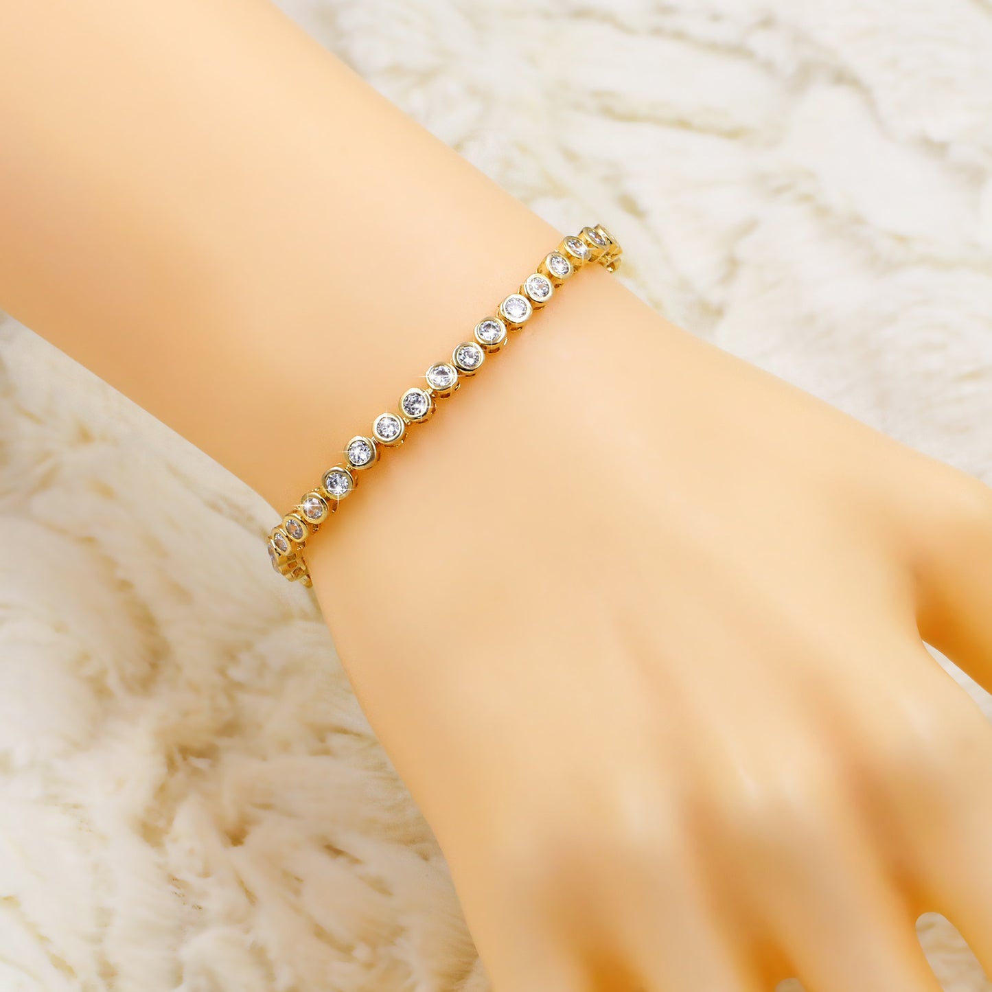 Simple Copper Zircon Platinum Bracelet