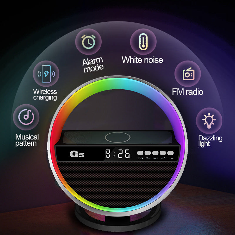 2024 New Multifunction RGB Night Light Wireless Charger Bluetooth Speaker Large G Ambience Light Home Decor