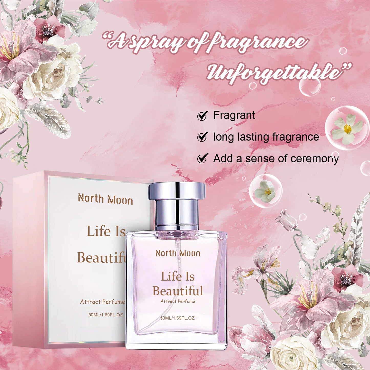 Essence Elysium: North Moon Charming Light Perfume for Long-lasting Elegance.