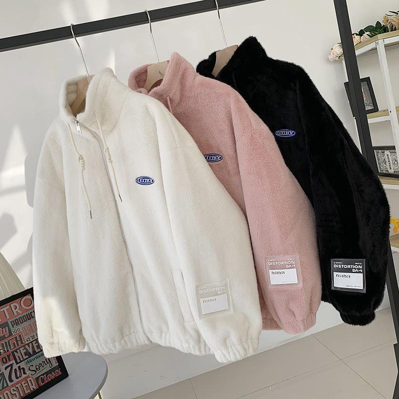 Faux Seto Pelz Lamm Wolle Plüsch Mantel Weibliche Fleece-gefüttert Verdickt Student Koreanischen Stil Lose Alle-matching