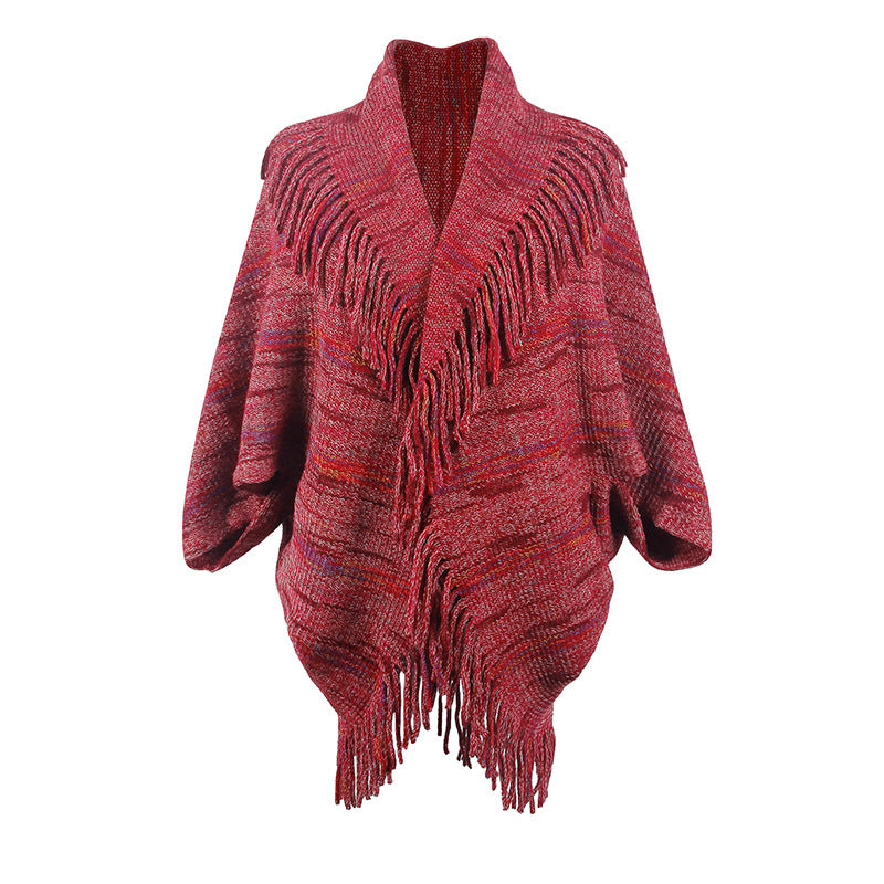 Drizzling Colorful Striped Tassel Women's Shawl