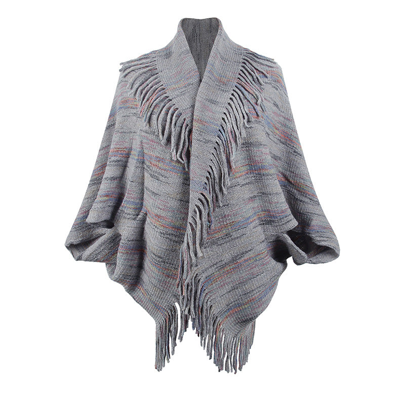 Drizzling Colorful Striped Tassel Women's Shawl