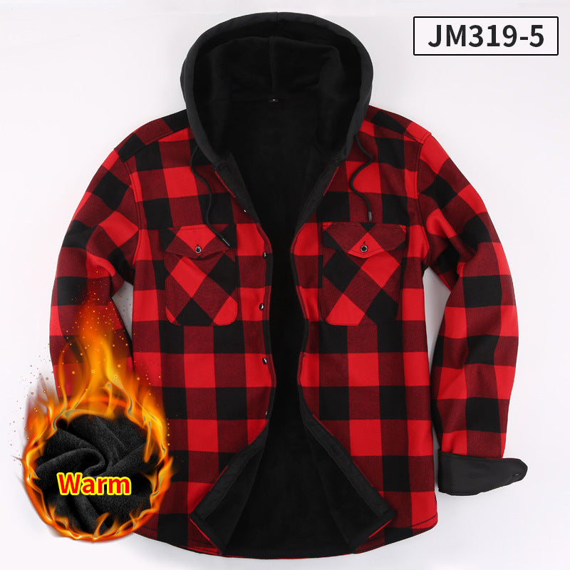 Cozy Classic: Winter fleece-lined thickened warm plaid shirt for ultimate comfort.