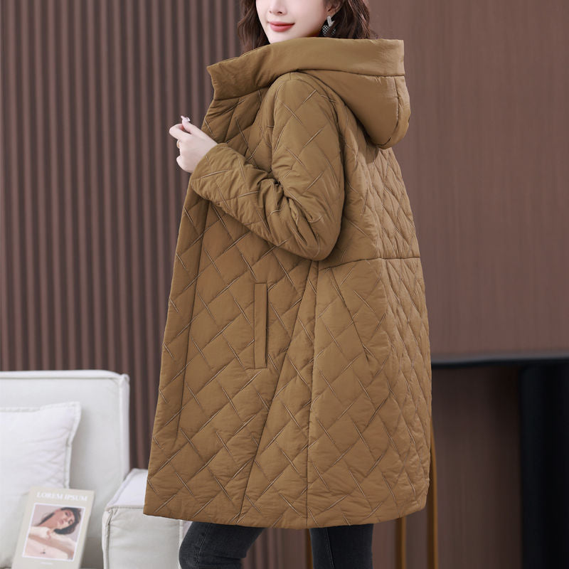 Hooded Mid-length Casual Mom Wear Puffer Jacket