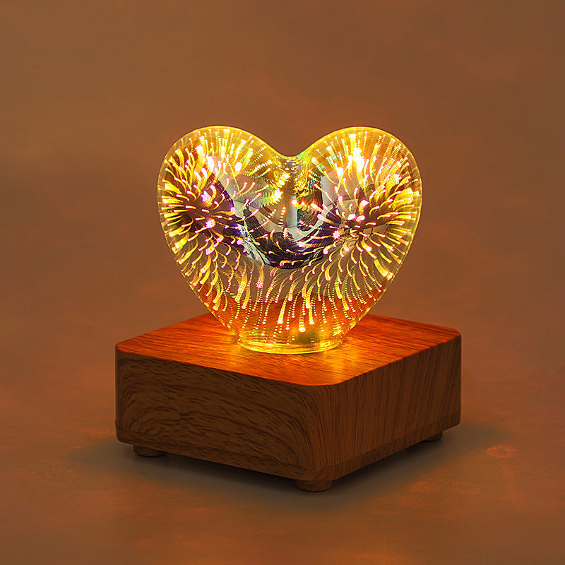 3d Love Glass Small Night Lamp Bedside Bedroom