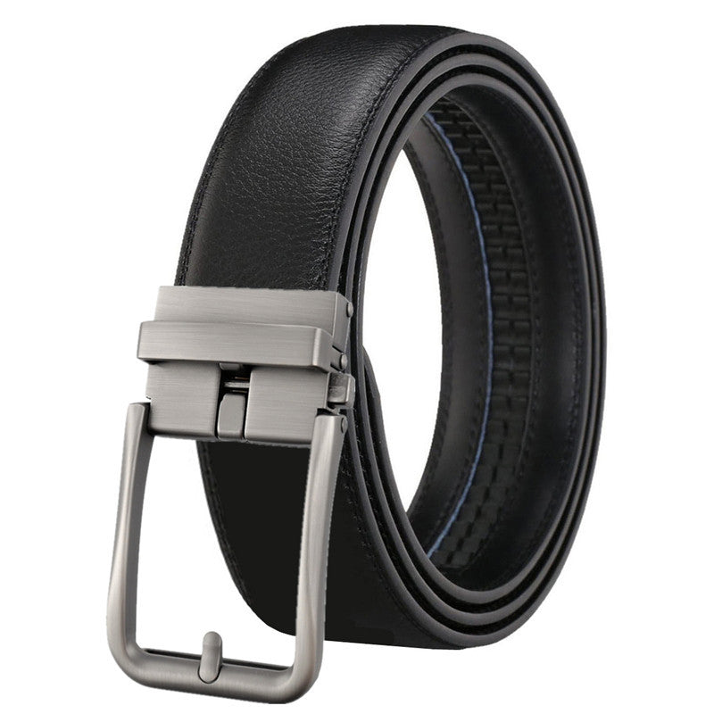 Men's Leather Belt Automatic Buckle Simple Hollow