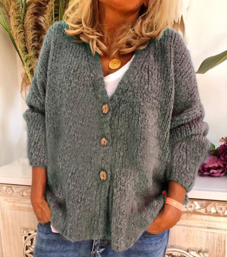 Knitted Cardigan Sweater With Three Buttons