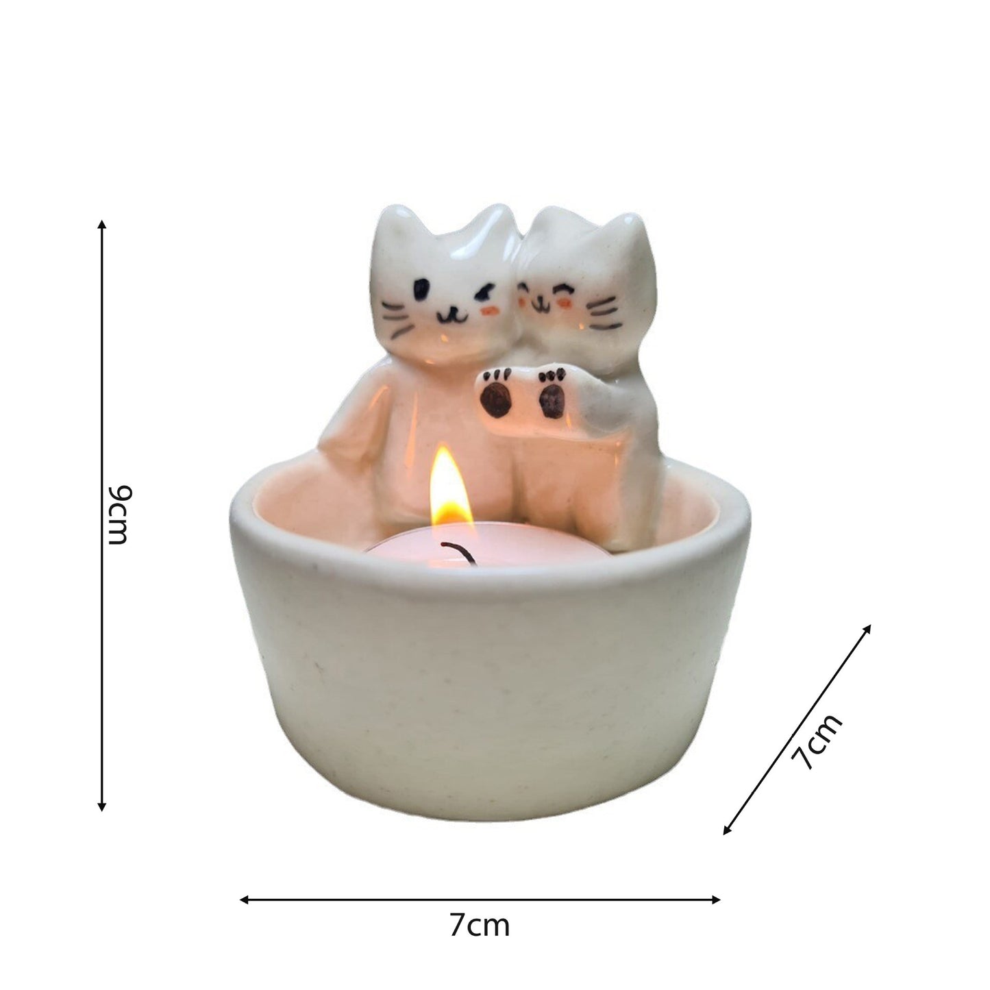 Resin Kitten-shaped Candlestick Ornaments