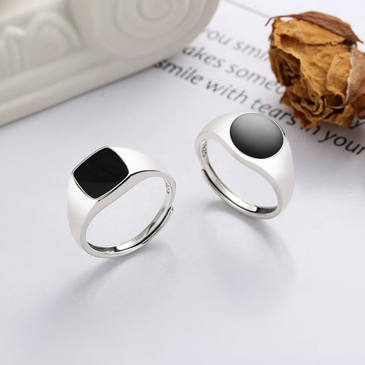 S925 Sterling Silver Epoxy Square Ring