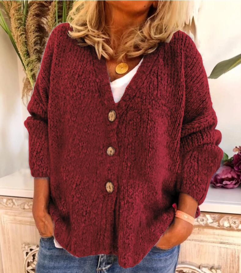 Knitted Cardigan Sweater With Three Buttons