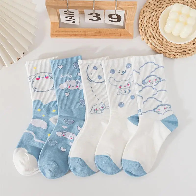 Kawaii Sanrioed Anime Kittys Cinnamoroll Winter Soft, Comfortable, Sweat Absorbent Long Cotton Socks Christmas Brithday Gift