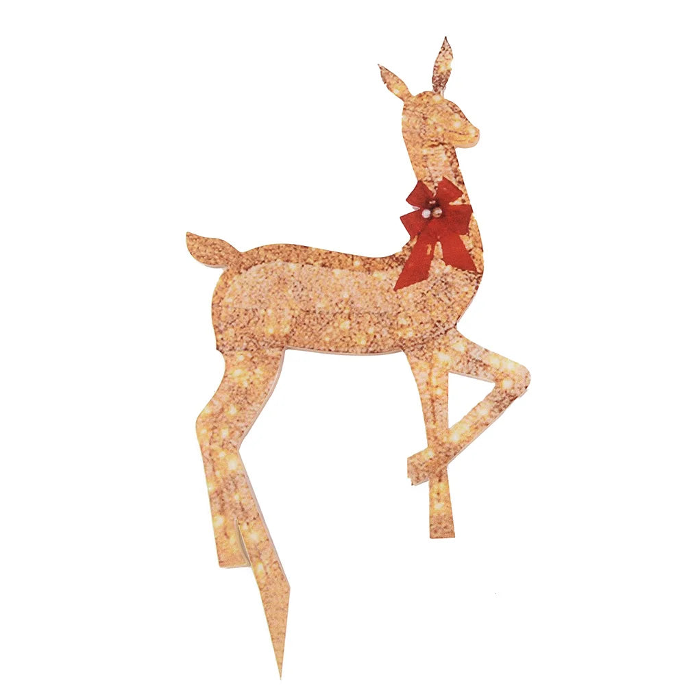 Christmas Lights Reindeer Decorations Illuminated Deer With Red Bows Holiday Home Garden Decorations Supplies Novelty Waterproof