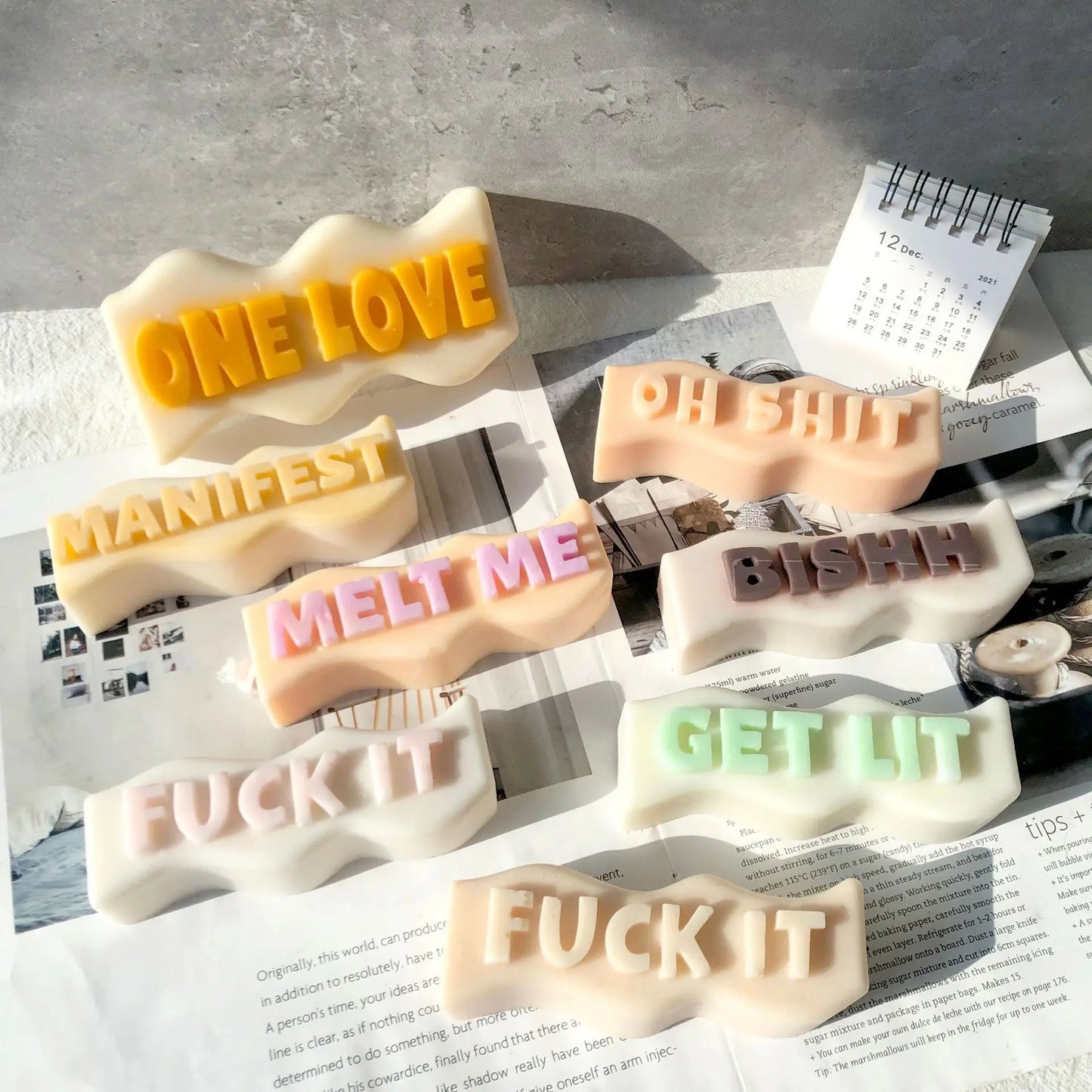 DIY Alphabet Drip Resin Silicone Mold Wave Shape Aroma Candle English Words Letters Mould Handmade Soap Candle Making