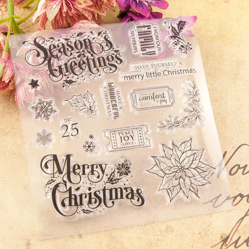 Merry Christmas Clear Stamps Transparent Silicone Stamp Seal for Card Making Decoration and DIY Scrapbookig T1639