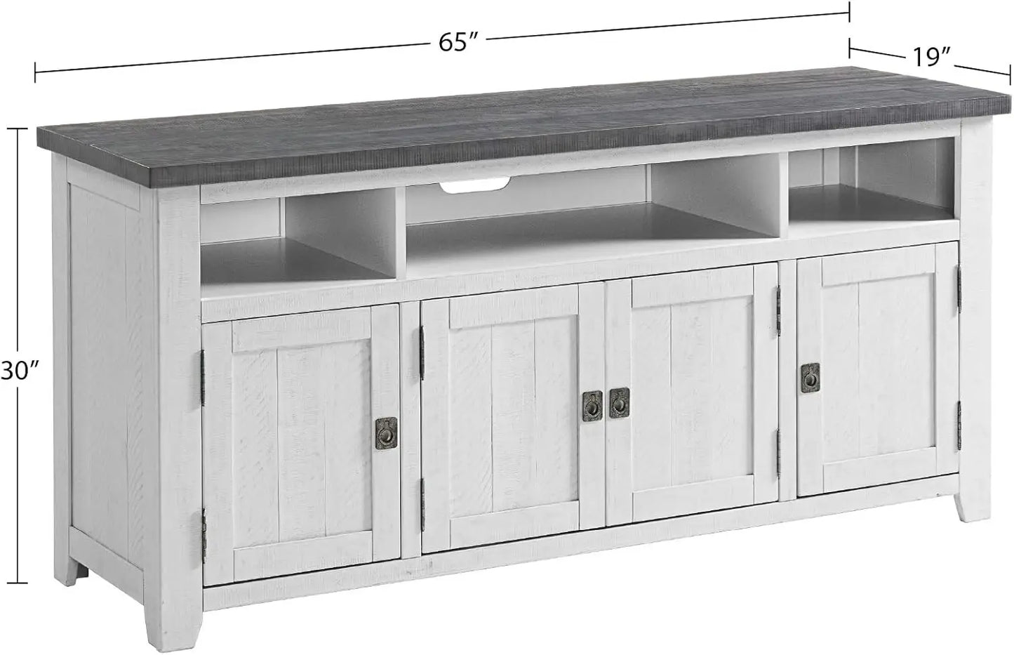 Svensson Home Foundry 65" TV Stand, White Stain with Grey Top