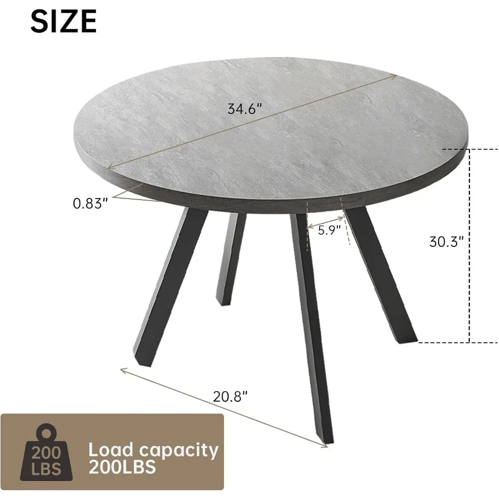 Round Dining Table, Mid Century Modern Small Round Dining Table 34.6 Inch, Leisure Coffee Table, Saving Space (Table)