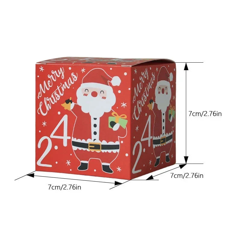 24pcs 1-24 Christmas Advent Calendar Gift Box Kids Xmas New Year Candy Cookies Wrapping Paper Box Christmas Gift Toy Only Boxes