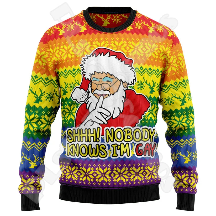 Halloween Christmas Santa Claus Graffiti Vintage Retro Winter Ugly Sweater 3DPrint Harajuku Pullover Casual Funny Long Sleeves 2