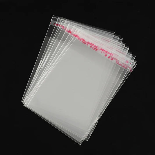 100Pcs Clear Plastic Self Adhesive Bag Self Closing Jewelry Accessories Candy Packaging Resealable Gift Cookie Packaging Bag