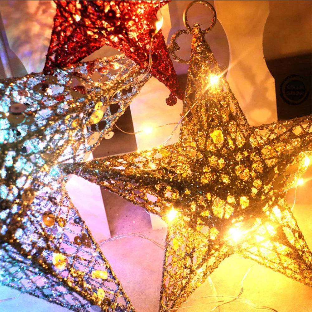 15/20/25cm Gold Christmas Tree Top Iron Star for Xmas Tree Ornaments Tree Top Navidad Noel Natal New Year Party Decoration