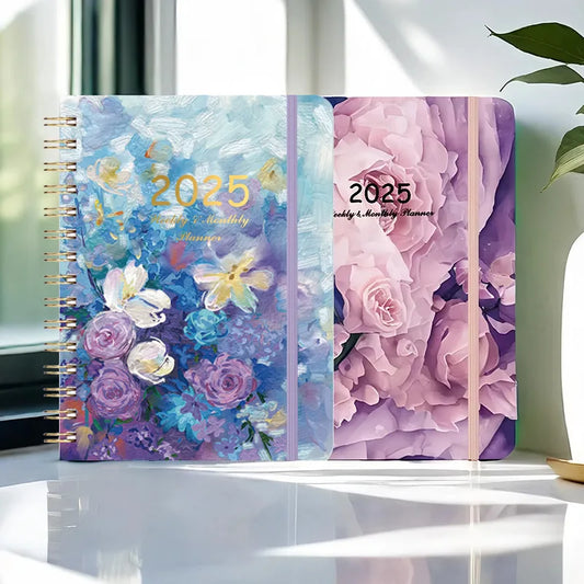 A5 2025 365 Days English Calendar Planner Notebook Weekly Goal Habit TrackerS Kawaii Agenda Planner Diary Schedules Organizer