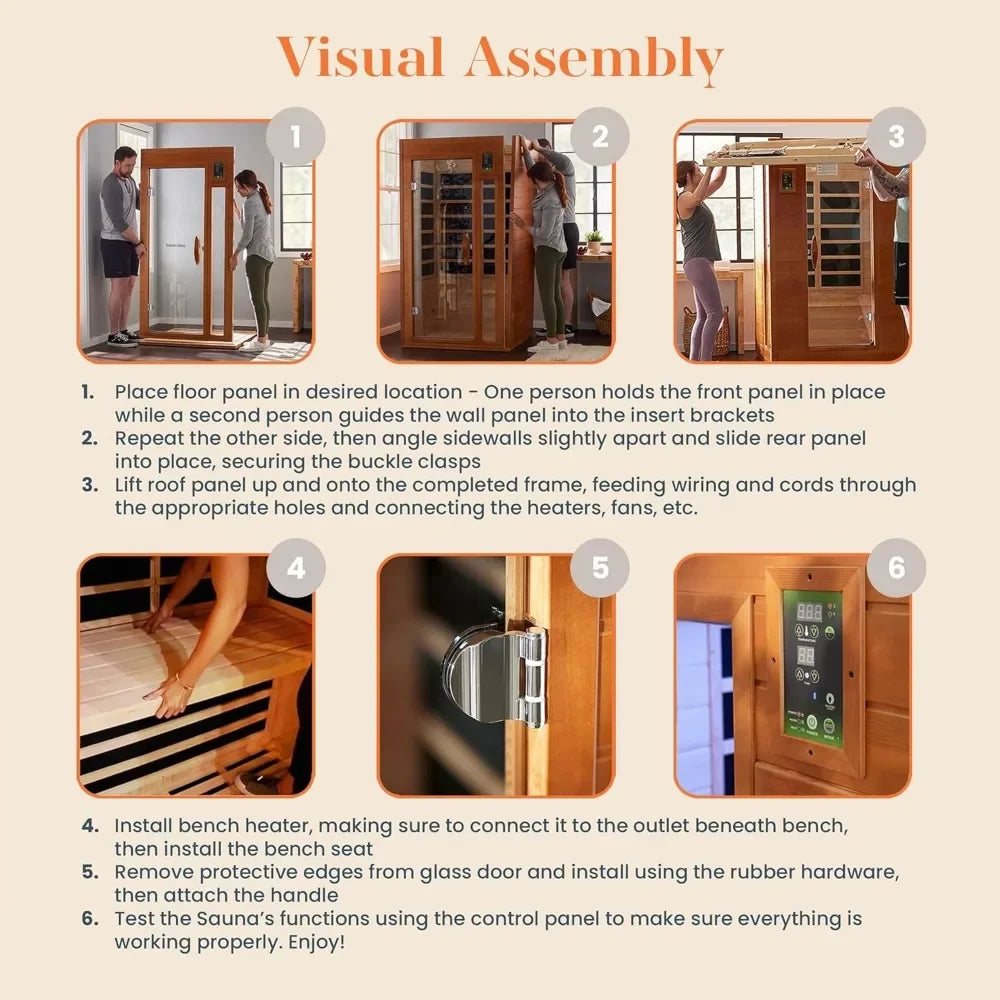 Sauna room with Bluetooth capability and 2 dynamic speakers for up to 2 People Music System Home Sauna with Infrared Lighting