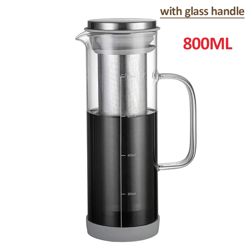 Portable Airtight Cold Brew Iced Coffee Maker 800ml Large Capacity Cold Brew Coffee Maker Manual Cold Brew Coffee Maker Tea Pot