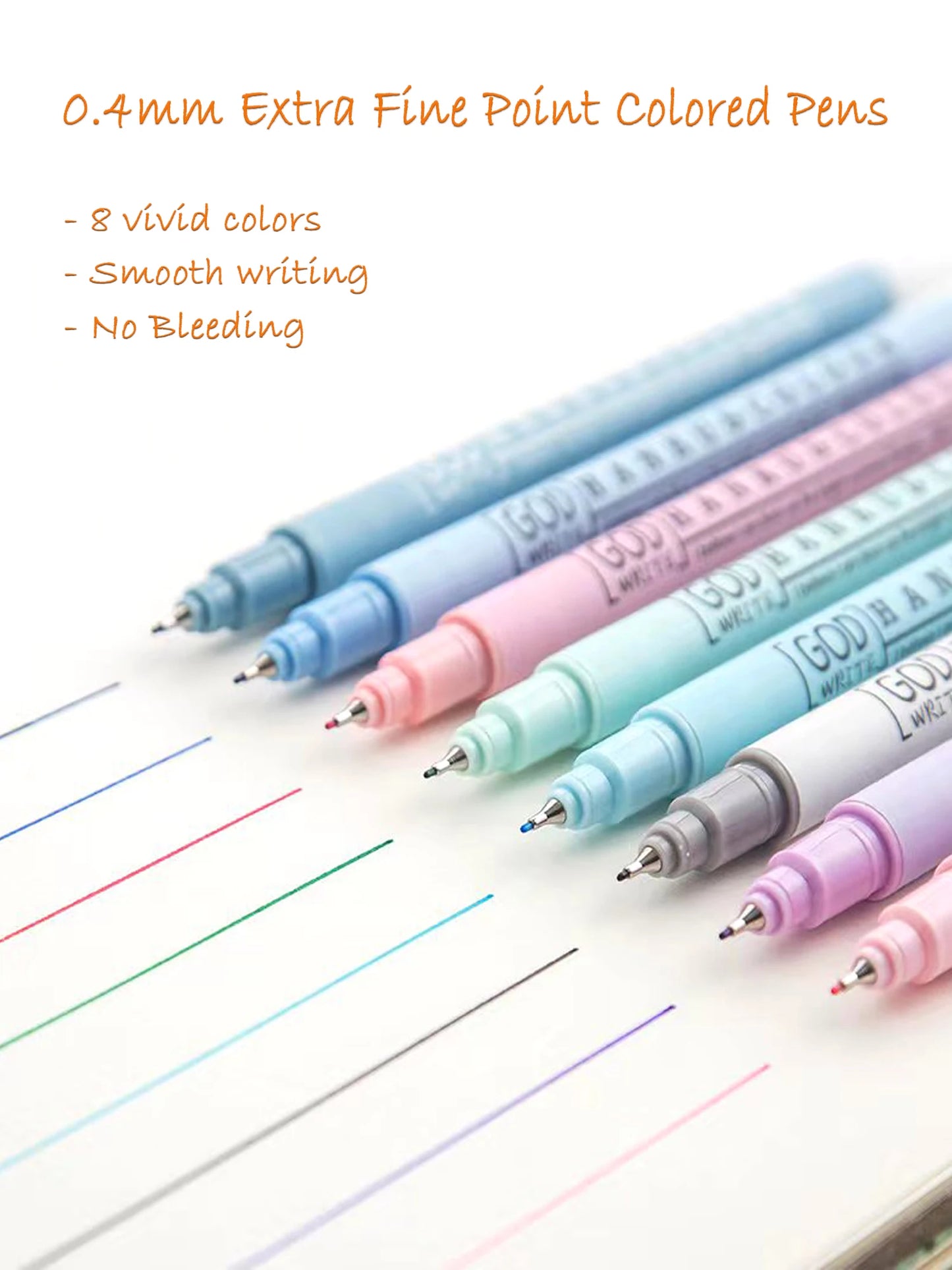 8 Colors 0.4mm Extra Fine Point Colored Pens Water-based Journal Planner Fineliner Gel Pen for Journaling Note Taking Writing