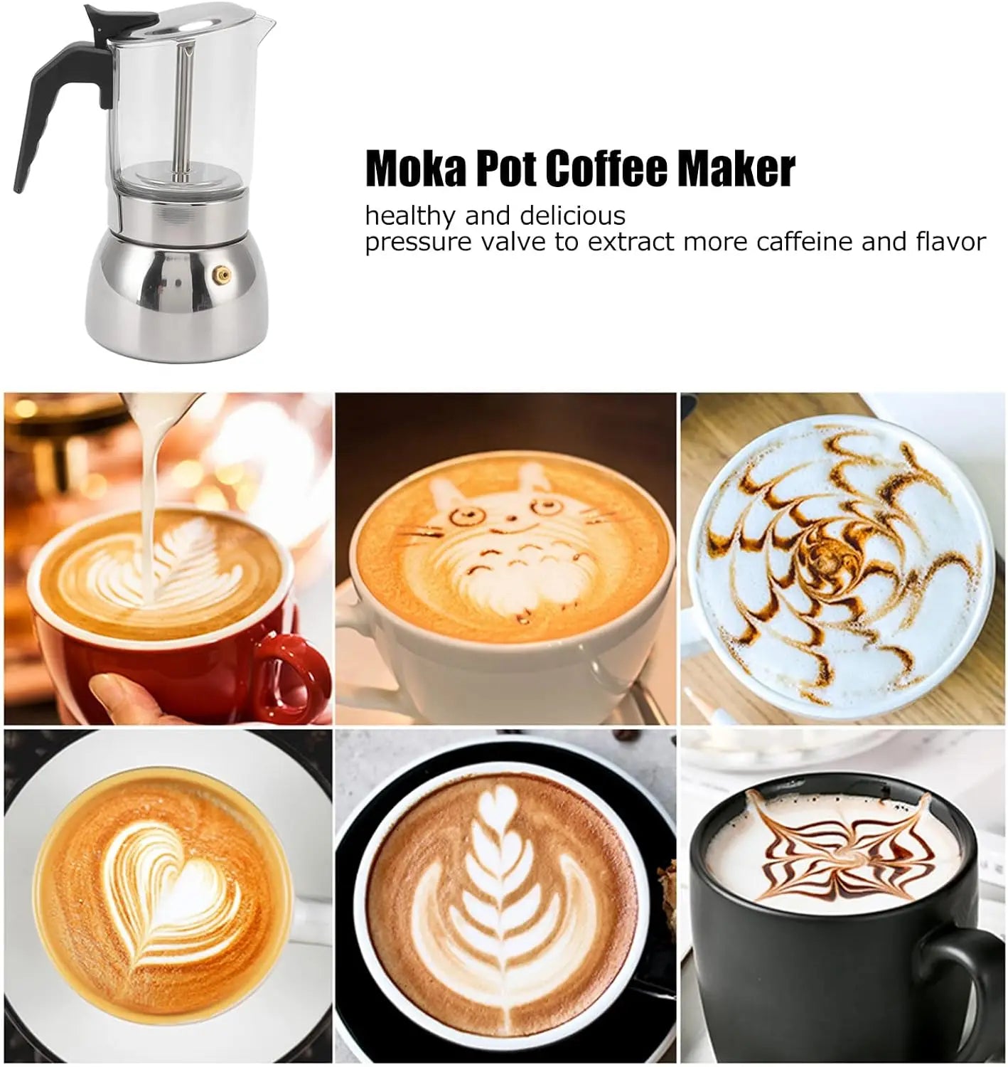 Glass Moka Pots Washable Stovetop Espresso Coffee Maker Stainless Steel Classic Italian Mocha Pot Portable Cafe Camp 200ML