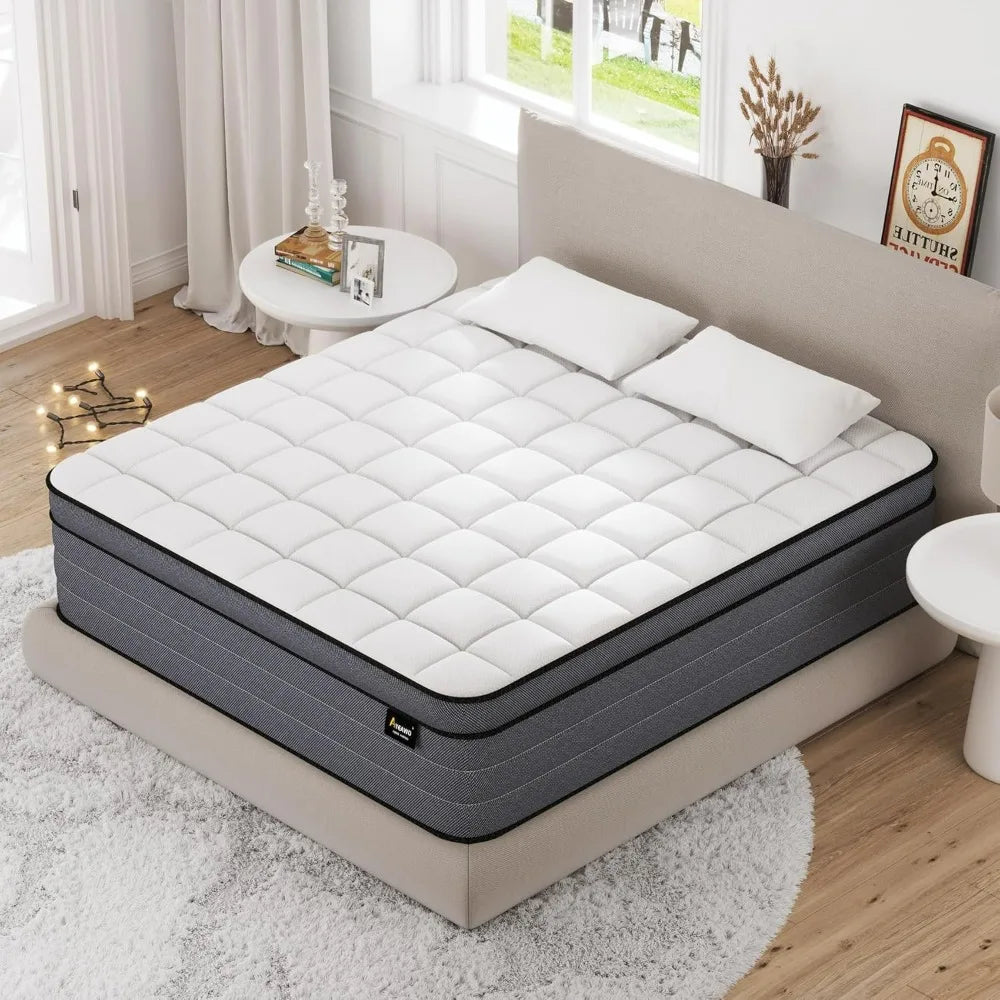 Sleeping Mats King Size Mattress Bed Mat 14 Inch Hybrid Mattress King Size in a Box With Gel Memory Foam and Pocket Springs Firm