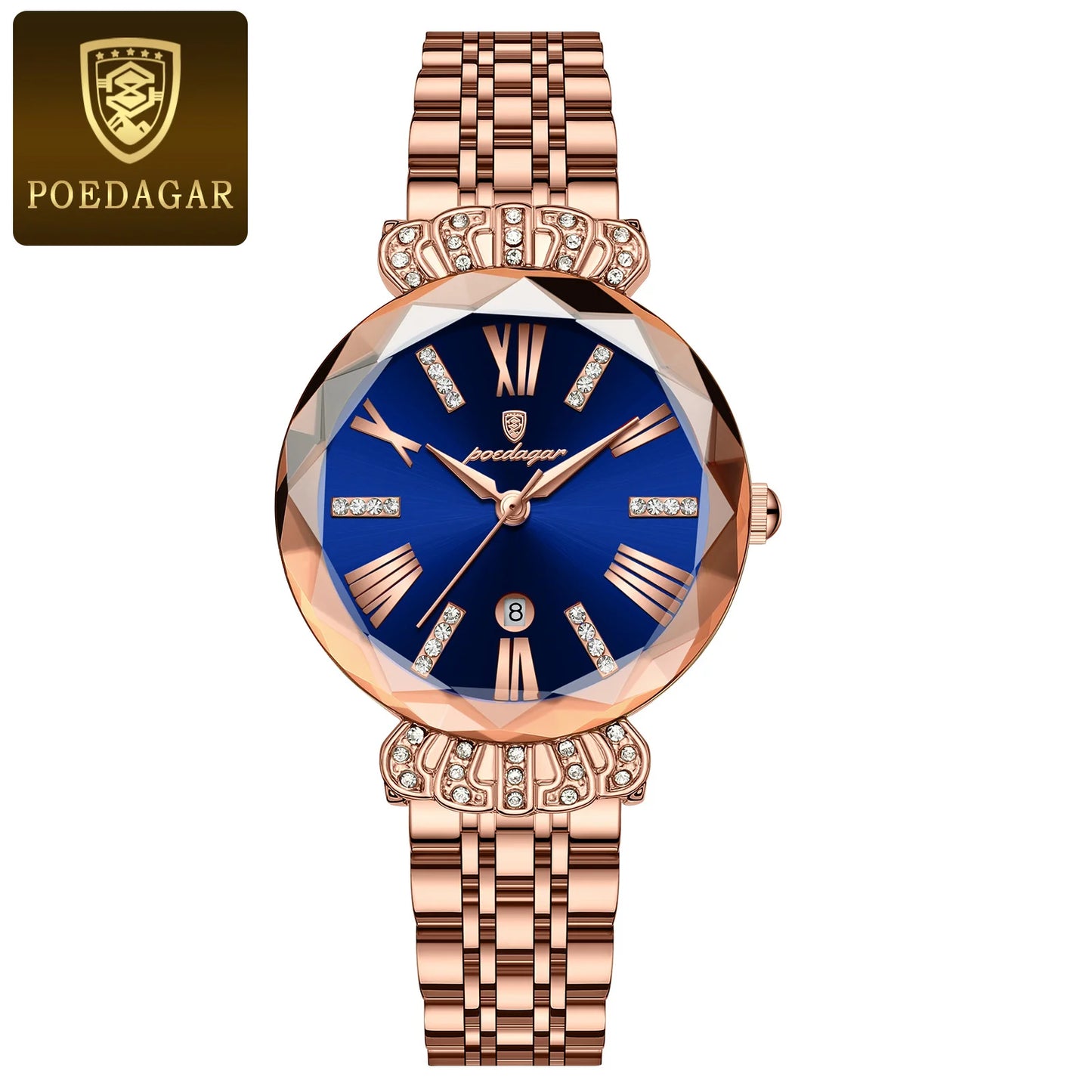 POEDAGAR Luxury Watch For Woman Diamonds Dress Ladies Wirstwatch Waterproof Date Stainless Steel Women Watches Female Reloj+box