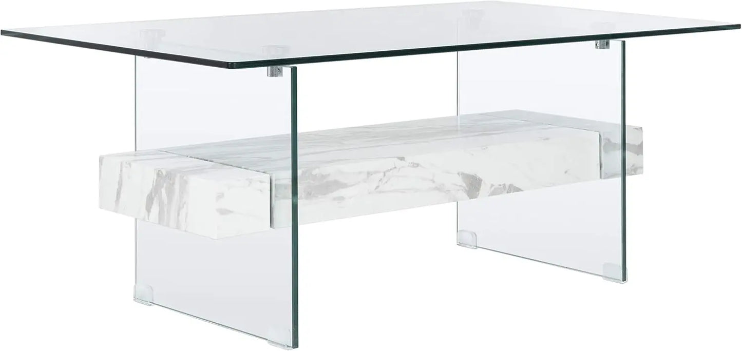 Kayley Coffee Table, 0, Glass/White