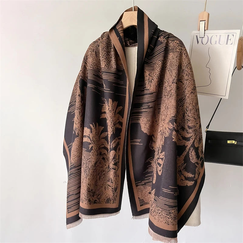 Design Winter Warm Women Scarf Luxury Floral Thick Shawl Wraps Bufanda Pashmina Blanket Scarves for Lady Poncho Bandana Echarpe