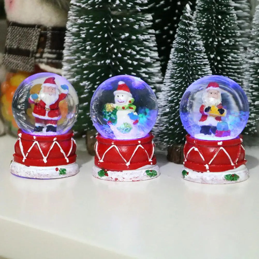 Christmas Glass Snow Globe Decor Holiday Decor Glowing Crafts Santa Claus Tree Snowman Glass Ball Ornament Home Decoration