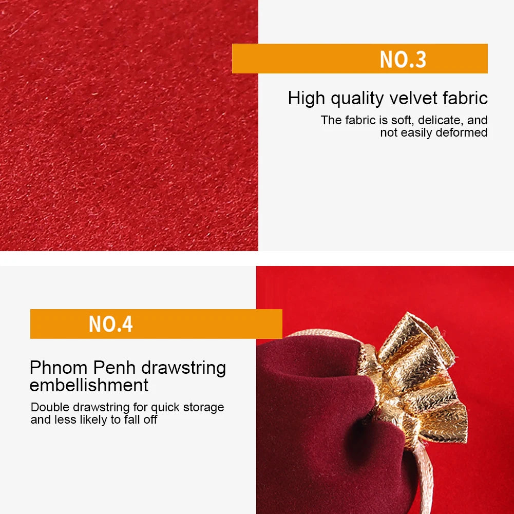 12Pcs Christmas Gift Velvet/linen Drawstring Bags Bracelet Jewelry Candy Packaging Bags