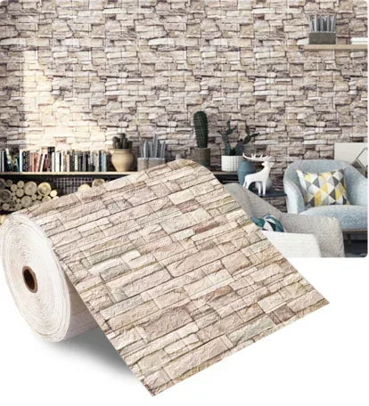 1/5/10m/Roll Retro 3D Wall Sticker Imitation Brick Plane Wall Sticker Furniture Stickers Wallpaper for Wall Living Room Kitchen