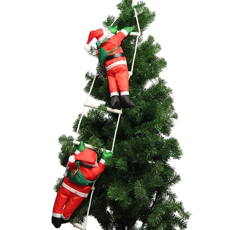 Santa Claus Climbing Ladder Ornaments Xmas Tree Santa Claus Climbing Ladder Rope Hanging Pendant Merry Christmas Decoration