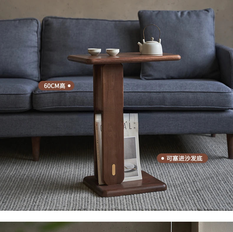 Sofa Side Table Solid Wood Removable Small Coffee Table Simple Black Walnut Living Room Side Table Bedside Corner