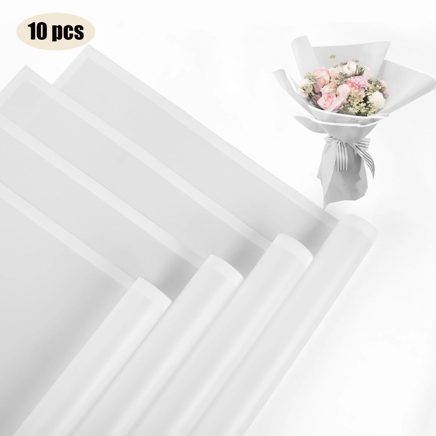 10 Sheets Flower Wrapping Paper with Golden Edges, Waterproof Bouquet Packaging - Ideal for DIY Weddings & Birthdays