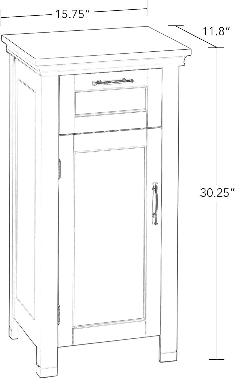 06-037 Somerset Single Door Floor Storage Cabinet, White