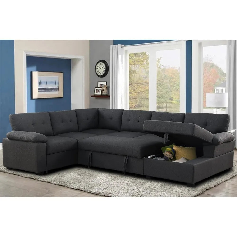 Sectional Sleeper Sofa With Pull Out Couch Bed U Shaped Sleeper Couch Bed With Storage Chaise Sofy Do Salon Dark Grey Sofas Room