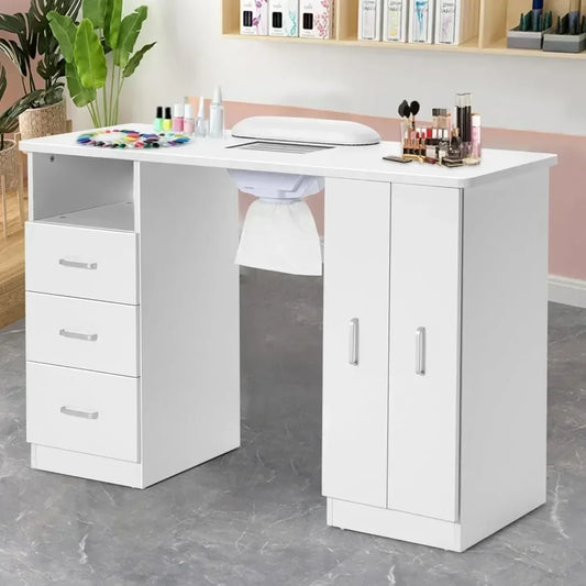 Manicure Table, Nail Table, Wooden Salon Spa Nail Table Station w/Cabinet, Drawers, Beauty Salon Equipment, Nail Tables