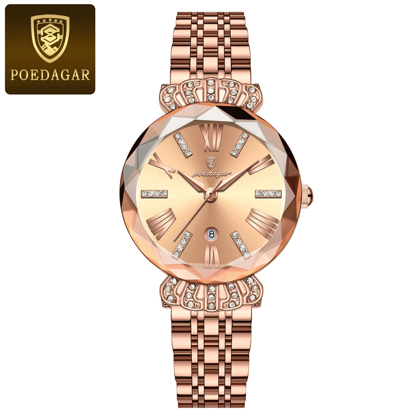 POEDAGAR Luxury Watch For Woman Diamonds Dress Ladies Wirstwatch Waterproof Date Stainless Steel Women Watches Female Reloj+box