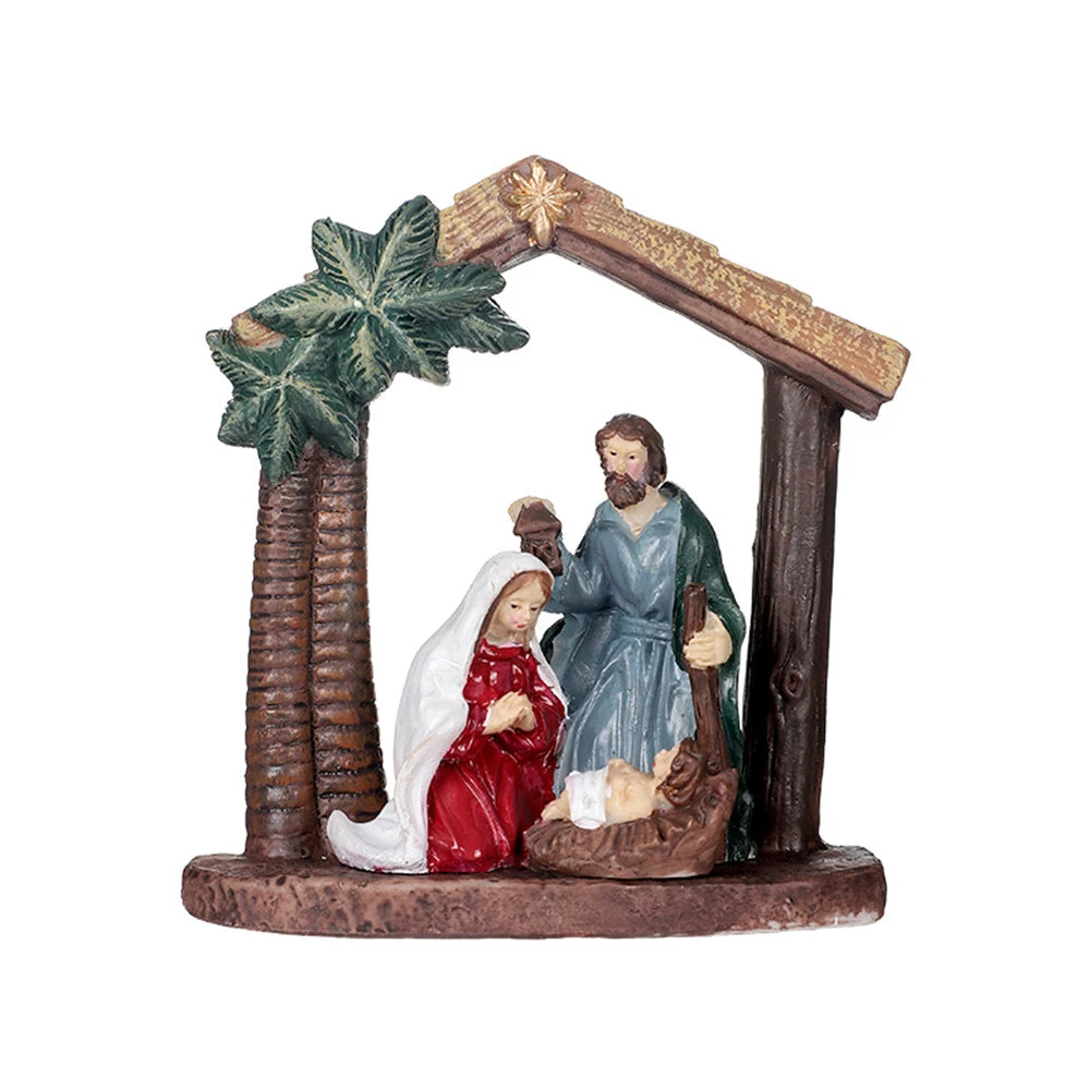 Classic Holy Family Figurine Statue Holy Family Jesus Christ Figurine Nativity Sets Resin Figurine Christmas Table Decoration