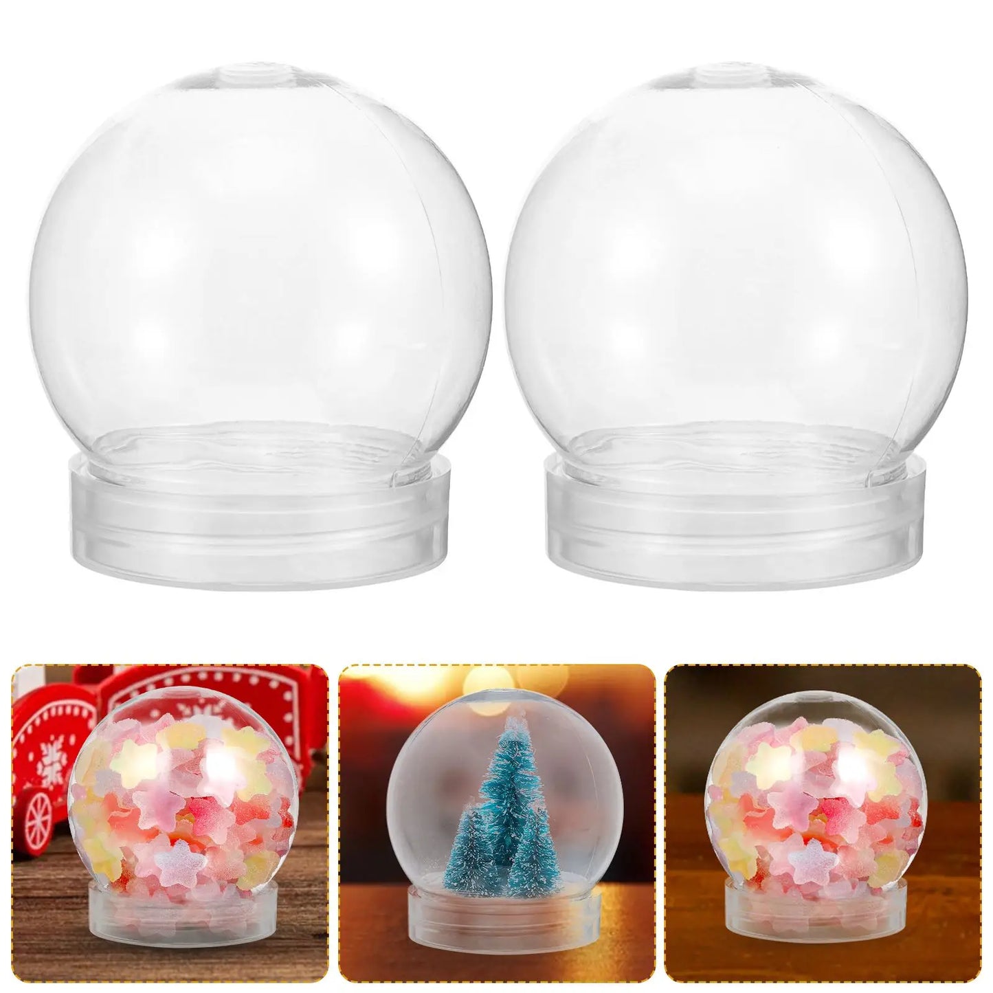 10pcs Clear Plastic Snow Ball Bottles Empty Water Globes With Screw Off Cap Christmas Snow Globe Making Props Xmas Snow Balls